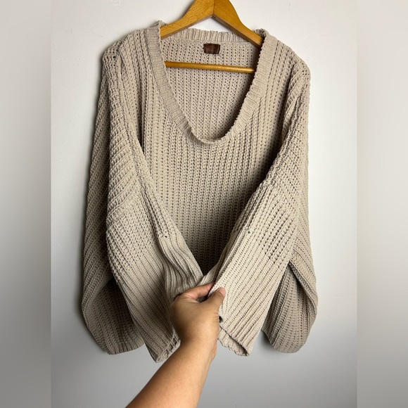 Pool Oversized Size Xl Knitted Top pullover Sweater Minimalist Brown Womens - Picture 2 of 15